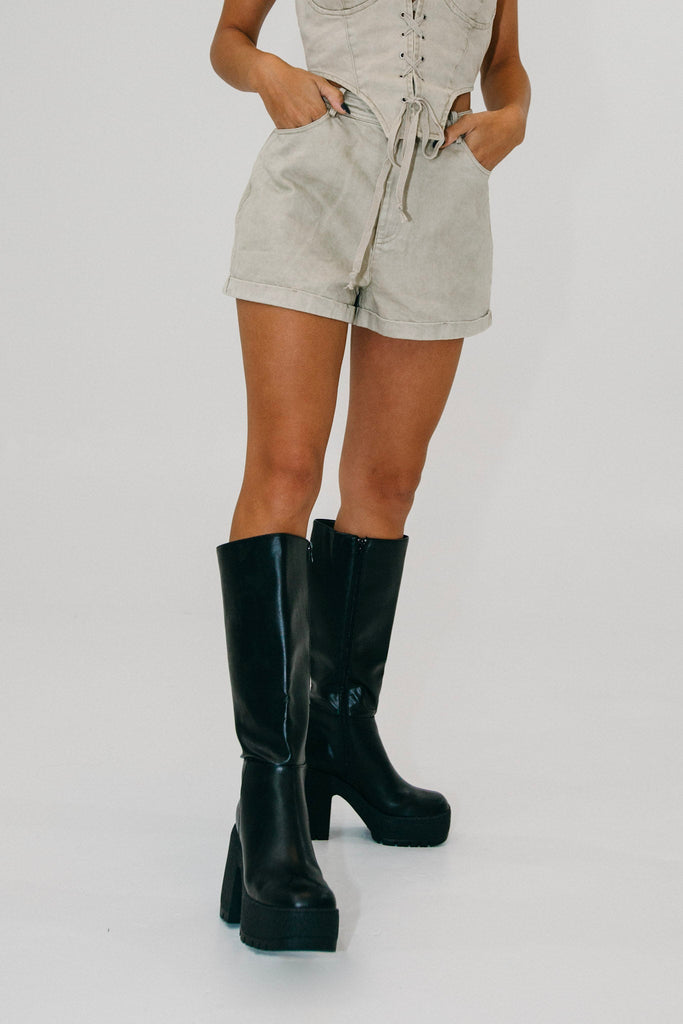 Corey Chunky Knee High Boots - House of Vella