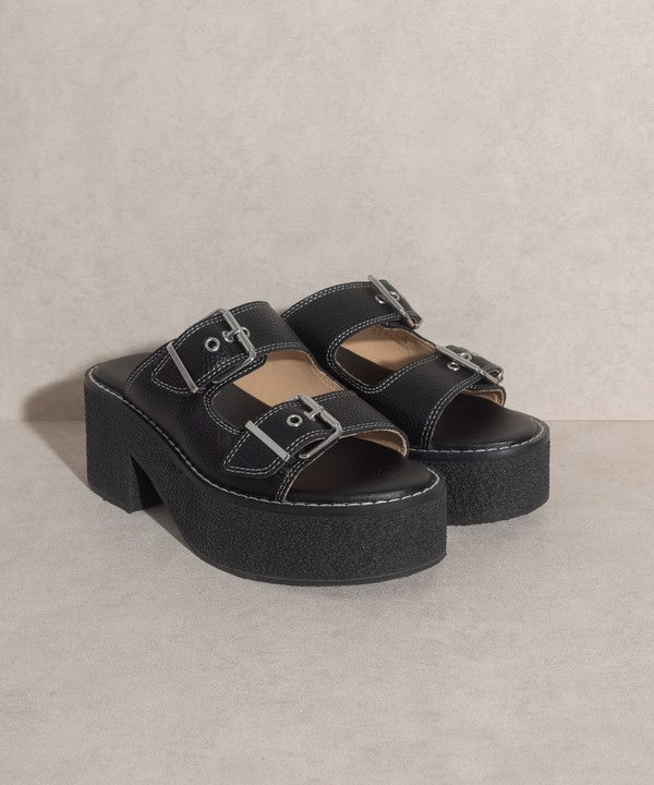 Gabriella Double Buckle Lifted Sandal - House of Vella